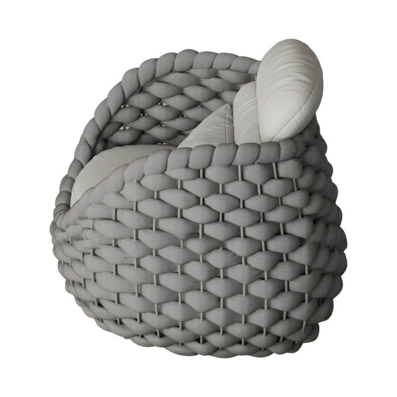 "Waterproof and Durable Modern Metal Patio Sofa with Upholstered Cushions - Dark Gray 1-Seater Sofa"