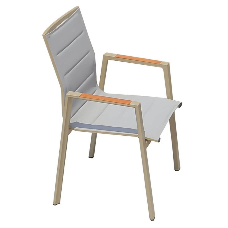 "Sleek Modern Gray Metal Arm Chair for Rust-Resistant Outdoor Patio Dining - 1 Piece"