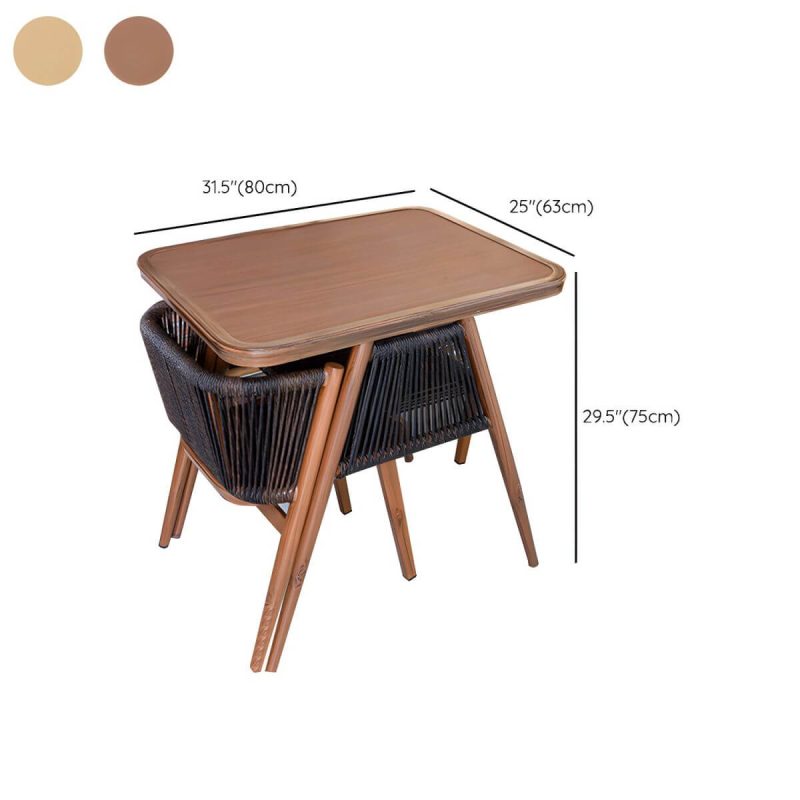 "Dimension of Contemporary Wood Dining Table Set with 4 Legs Chairs for Courtyard - Table & Chair(s) 31"L x 25"W x 30"H 2 Wood Color"