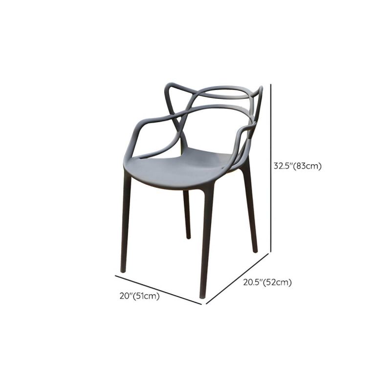 "Dimension of Stacking Dining Armchair Contemporary Plastic Patio Arm Chair - 20"L x 20"W x 33"H 2 Piece Set"