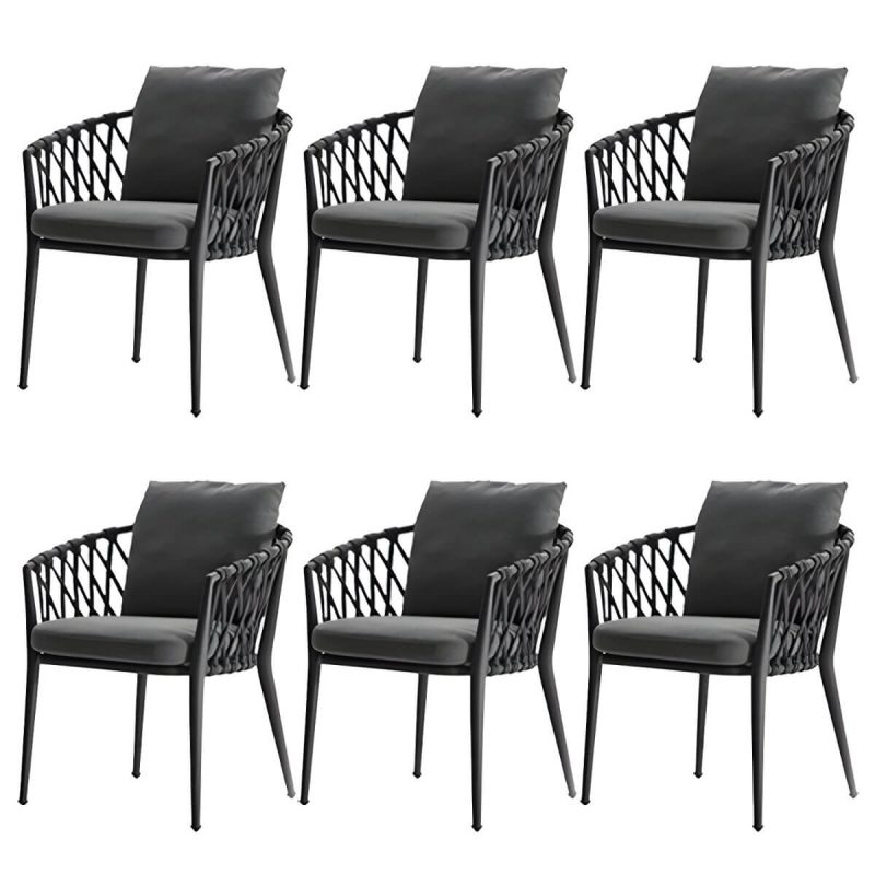 "Metal Matte Finish Patio Chair Assembled Tropical with Cushions - 24"L x 24"W x 30"H 6 Piece Set"