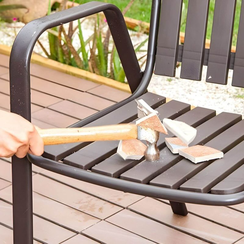 "Antique Finish Patio Chair Plastic Industrial Stacking without Cushions - 8 Piece Set"