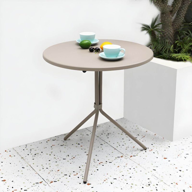"Contemporary Round/Square Bistro Table Aluminum Water Resistant Patio Table - Grey Round Table Only"