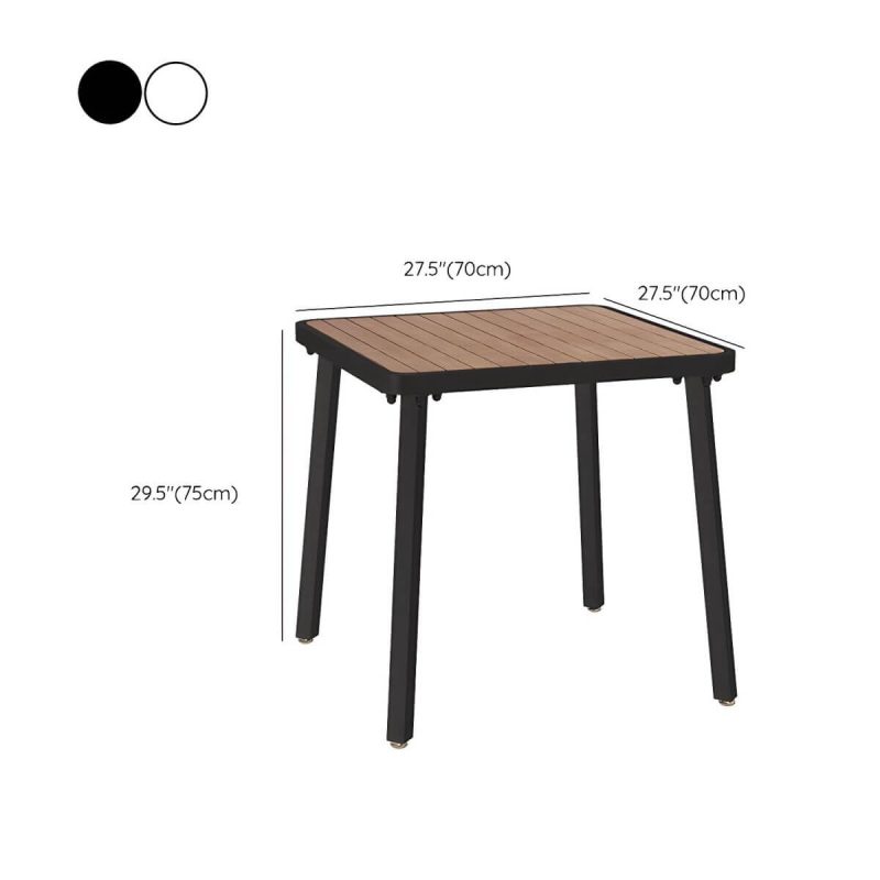 "Dimension of Industrial Metal Outdoor Dining Table with Wood Top, Perfect for Patios and Outdoor Gatherings - Table Only Black 27.6"L x 27.6"W x 29.5"H"