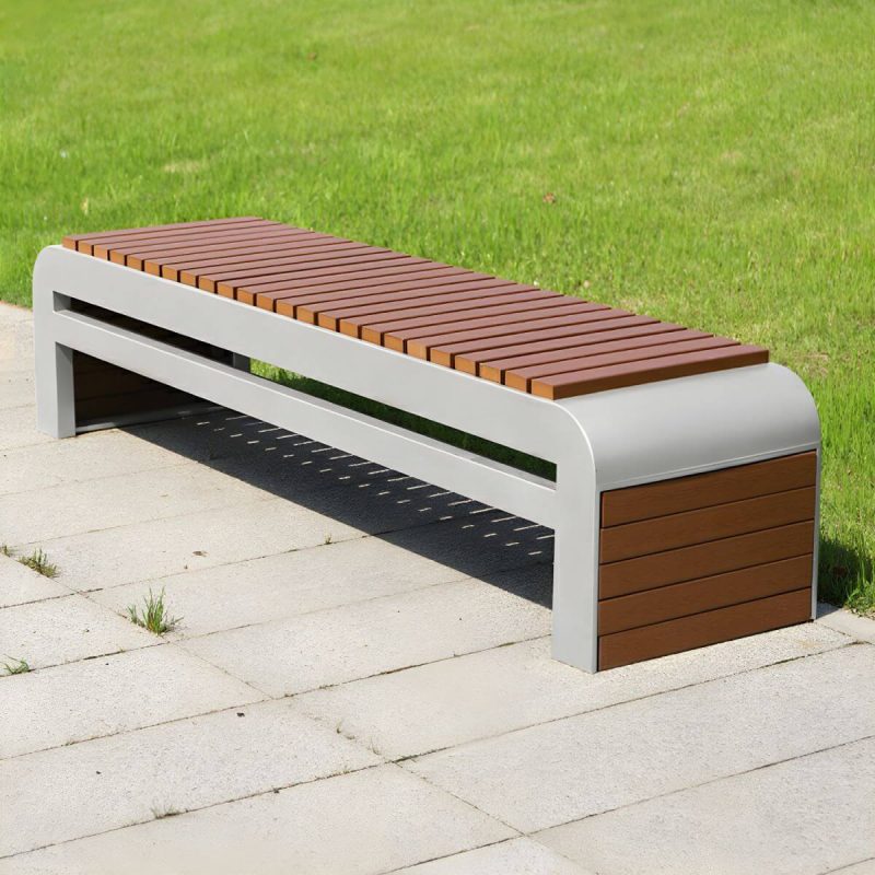 "No Distressing Non-Foldable Picnic Bench Stainless Steel Cushions Not Included Storage Not Included - Coffee 59"L x 18"W x 17"H"