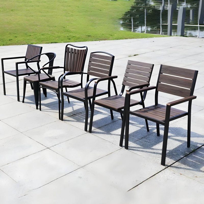 "Traditional Dining Armchair Open Back Outdoors Dining Chairs in Brown - 20"L x 20"W x 31"H 8 Piece Set"