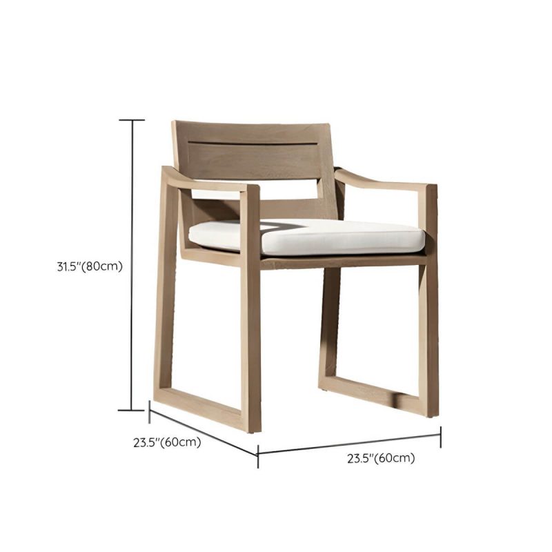 "Dimension of Teak Wood Mid-Century Modern Patio Dining Set in Natural Finish - Chair(s) 24"L x 24"W x 31"H"