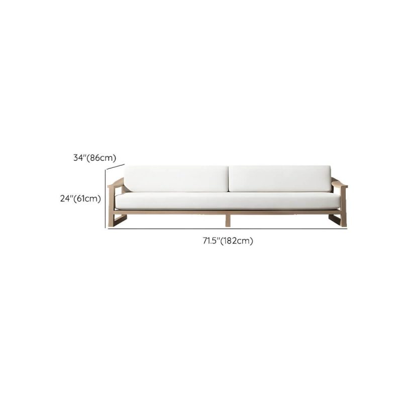 "Dimension of Modern White Wood Sofa - Waterproof and UV Resistant with Cushions - 4-Seater Sofa"