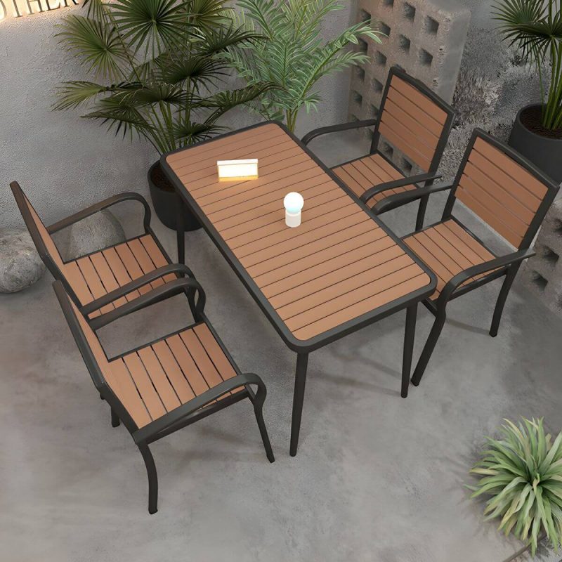 "Brown Wooden Patio Table Contemporary Style in Rectangular/Square Shape - Table Only 29.5"L x 29.5"W x 29.5"H Black"