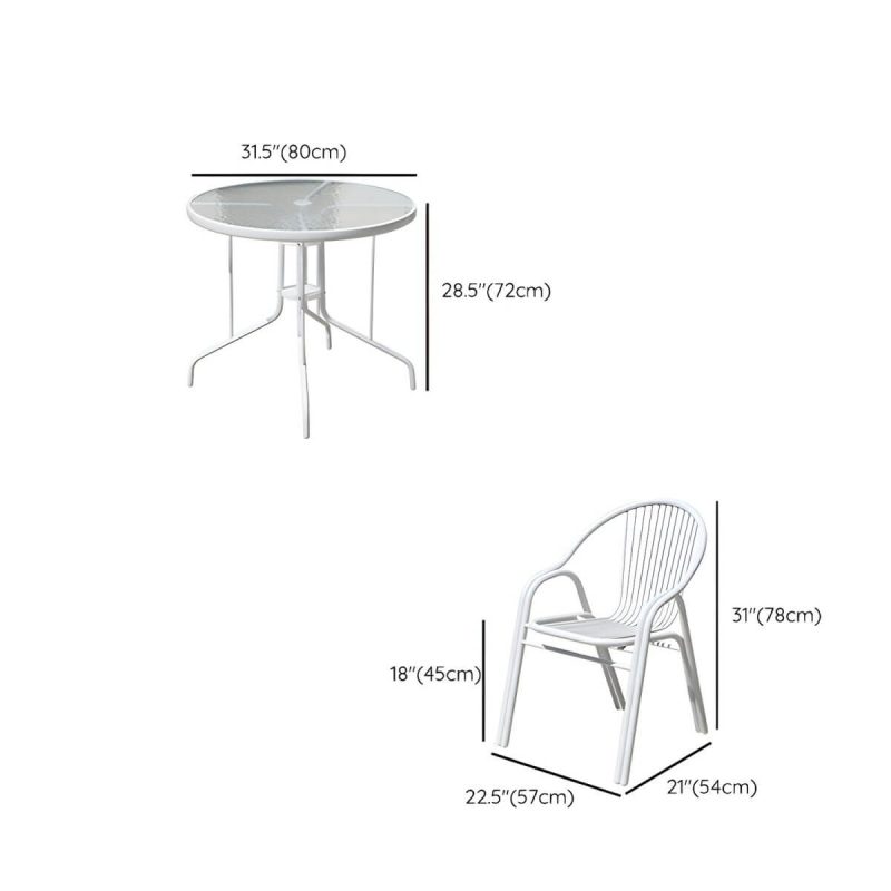 "Dimension of Stylish Weatherproof Patio Dining Set with Stackable Metal Chairs - 31.5"L x 31.5"W x 28.3"H Table & Chair(s) 4"