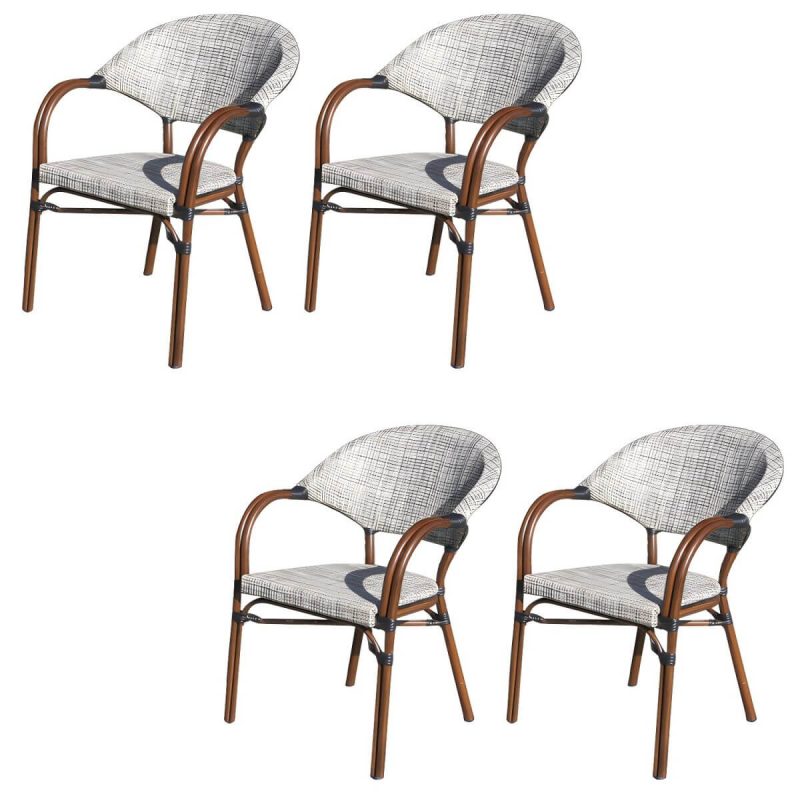 "Modern Style Steel Frame UV and Water Protective Outdoor Dining Chair - 17"L x 17"W x 31"H 4 Piece Set"