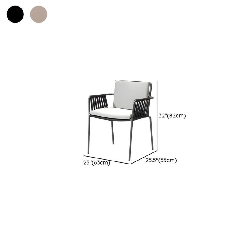 "Dimension of Modern Dining Armchair with Cushions and Arm Water Resistant - Black 1 Piece Rattan"