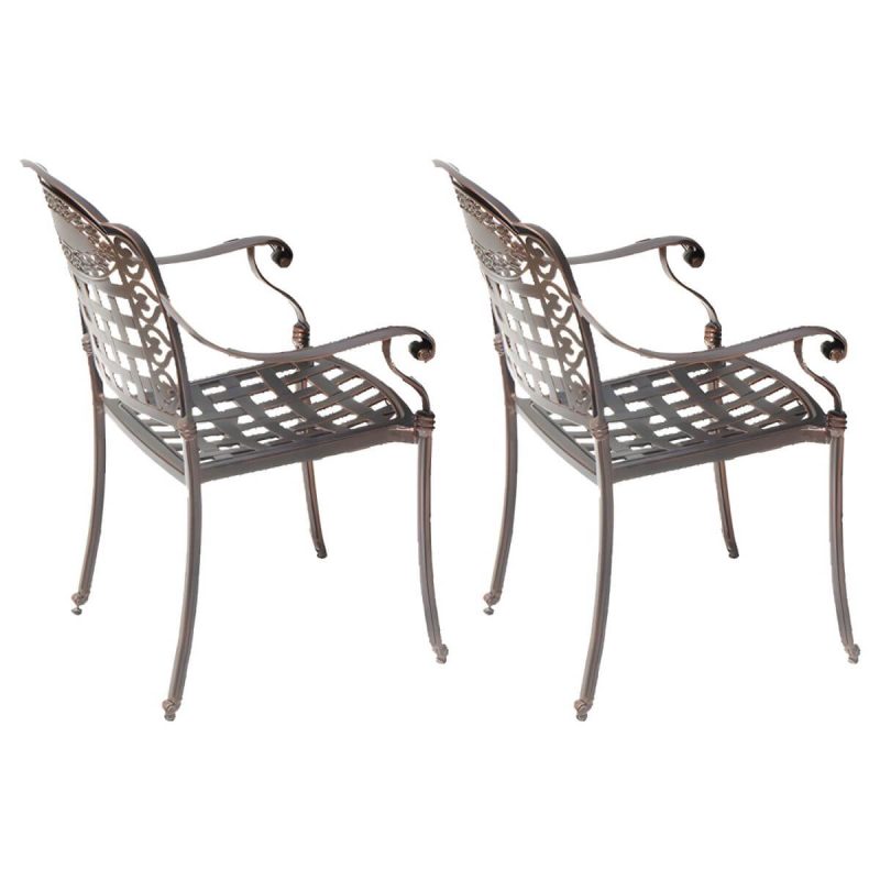 "Traditional Dining Armchair in Bronze With Arm 25.2" Long 35.03" High - 2 Piece Set"