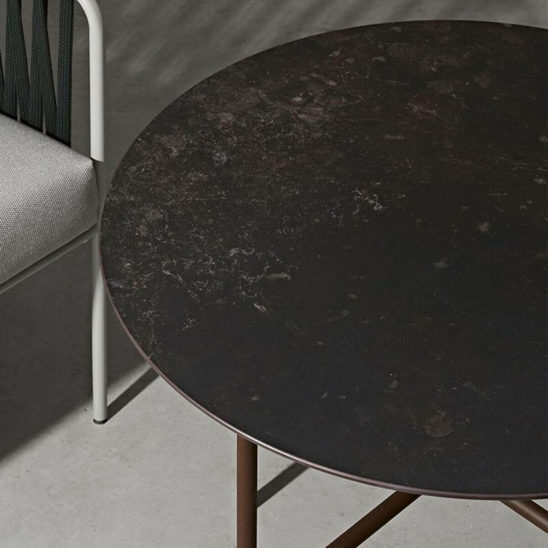 "Water Resistant Coffee Table Industrial Style Stone Round Shape Table in Grey - 20"L x 20"W x 18"H Grey Table Only"