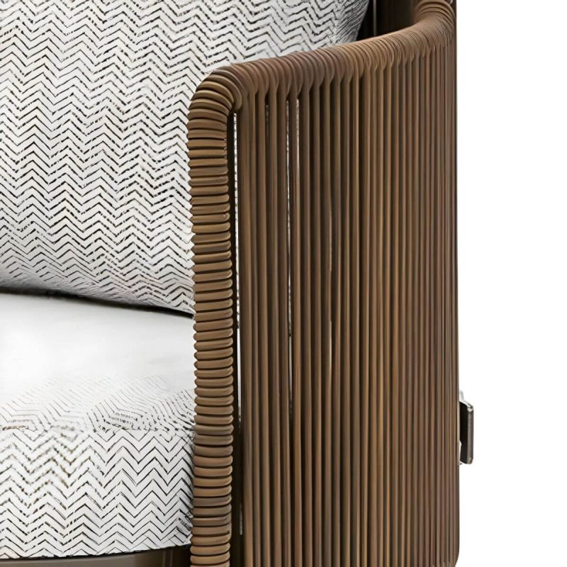 "Patio Dining Chair Tropical Aluminum With Arm Upholstered Faux Rattan - 8 Piece Set 23.5"L x 23"W x 30"H"