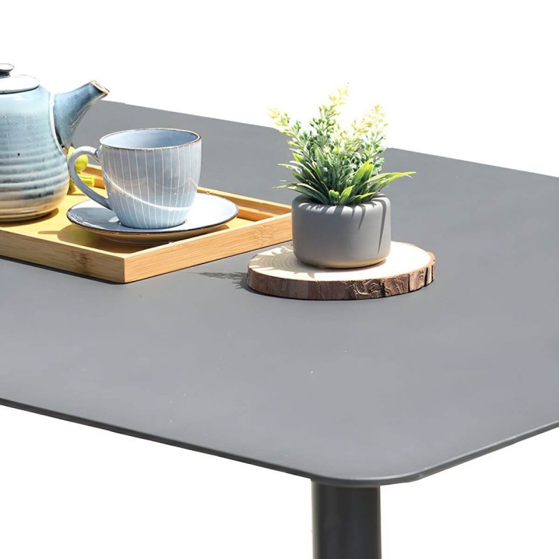 "Contemporary Dining Table Set with Woven Chairs for Courtyard - Table & Chair(s) 160 x 90 x 74 cm 4"
