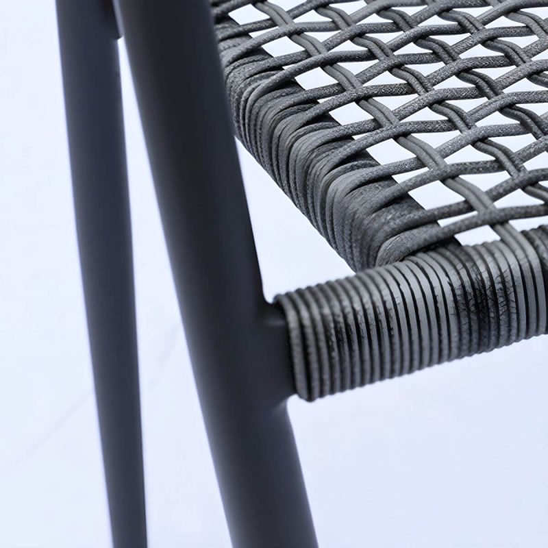 "Contemporary Metal Frame Outdoor Dining Chair Set in Black with Arms - 47"L x 23"W x 31"H 1 Piece"