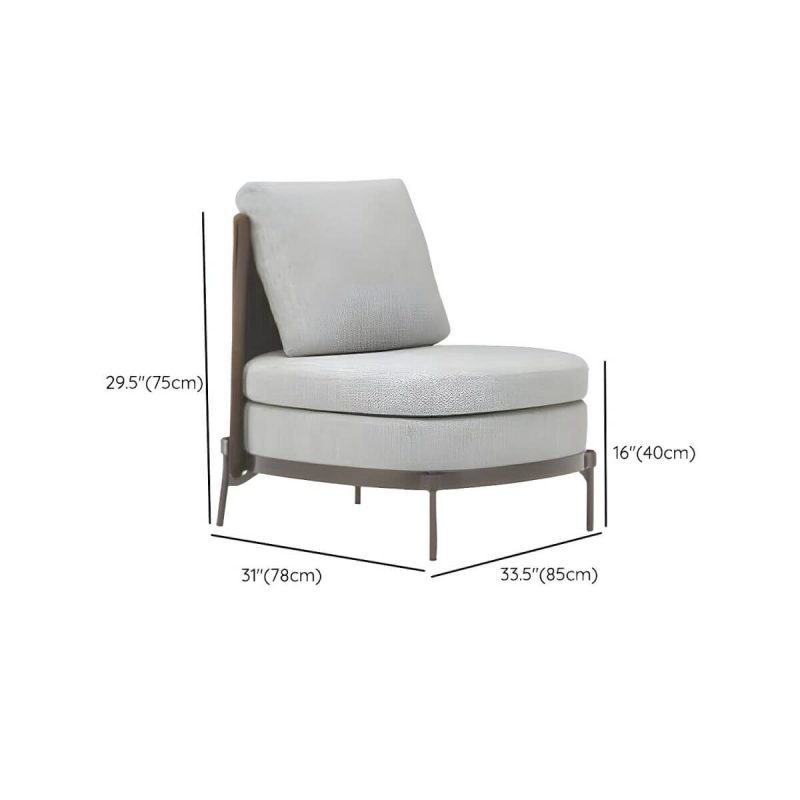 "Dimension of Waterproof and Durable Brown Metal Modern Sofa with Cushions - Armless Single Chair"