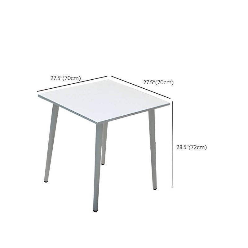 "Dimension of Elegant Weatherproof White Metal Patio Dining Set with Stackable Chairs - Table & Chair(s) 28"L x 28"W x 28"H 2"