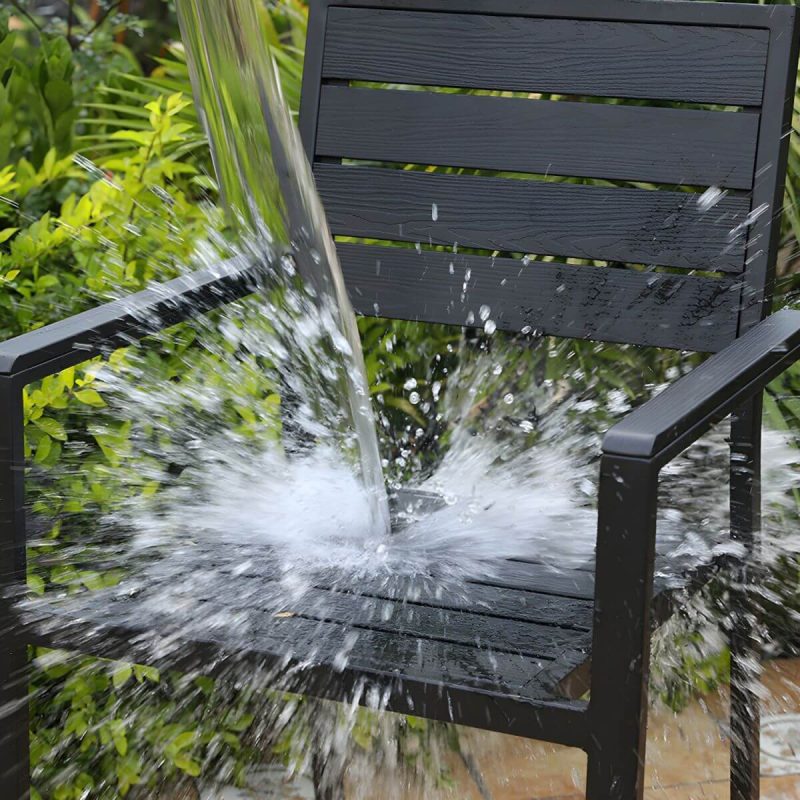"Metallic Antique Finish Patio Chair Industrial Style Stacking without Cushions - 4 Piece Set"