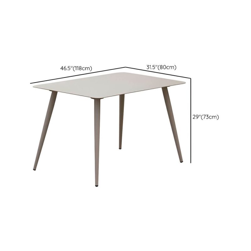 "Dimension of Gray Modern Metal Dining Room Chair and Table Set with Chairs - Table & Chair(s) 46"L x 31"W x 29"H 4 Champagne"