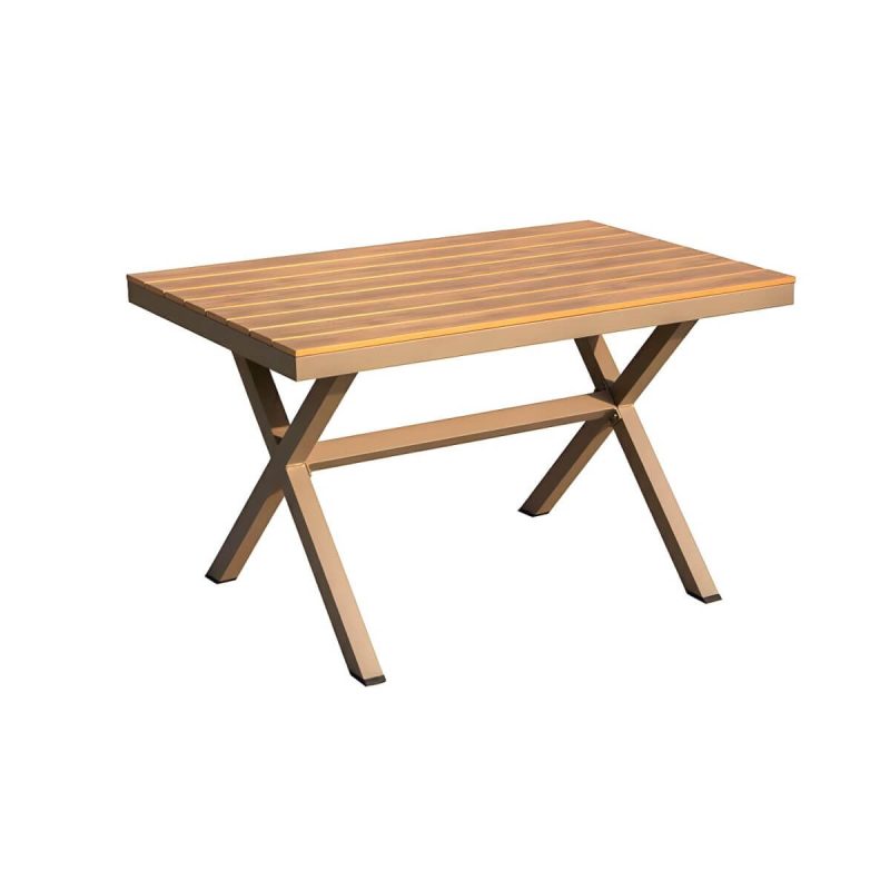 "Contemporary Style Wood Natural Patio Table Rectangle Shape for Outdoor - Table Only 51.2"L x 31.5"W x 29.5"H Natural Finish"
