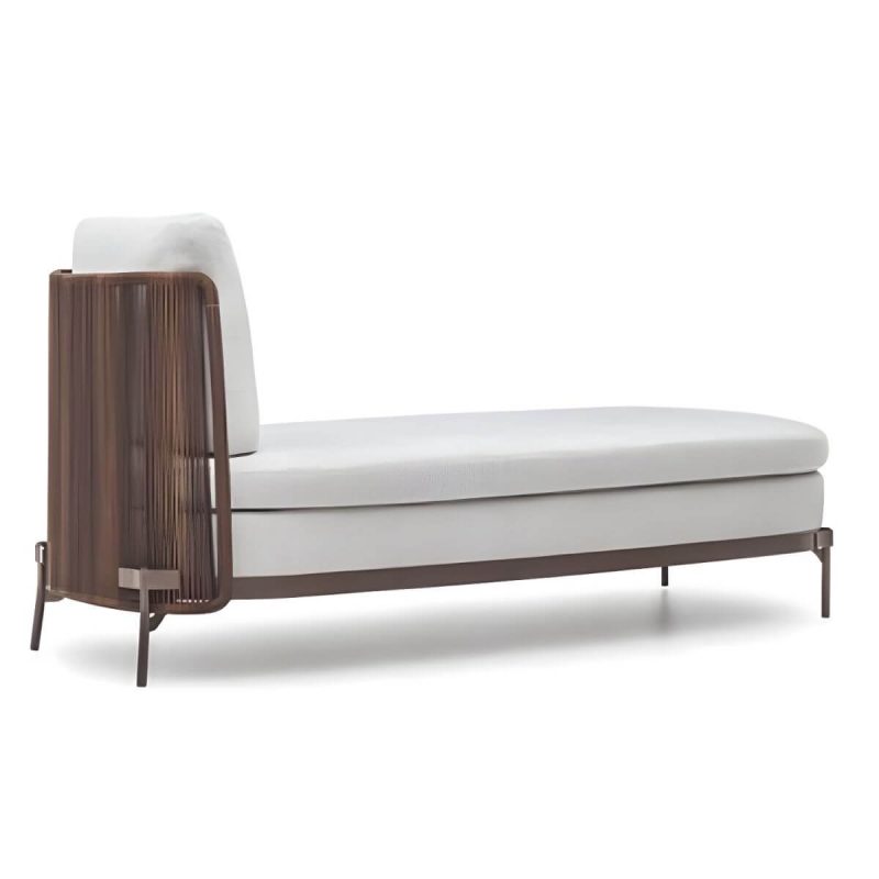 "Waterproof Wicker/Rattan Modern Sofa with Upholstered Cushions and Pillows - Brown - Daybed"