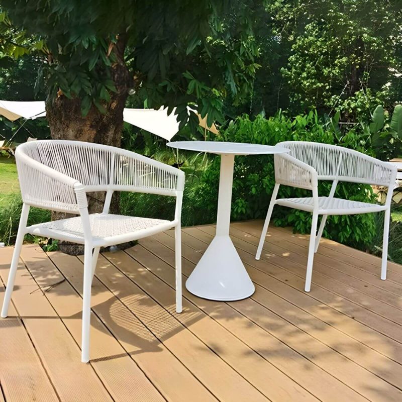"Contemporary Dining Arm Chair Pure Color Metal Stackable for Outdoor - 6 Piece Set"