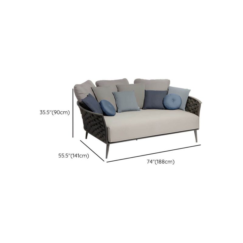 "Dimension of Modern Metal Frame Outdoor Sofa UV Resistant Patio Sofa with Cushion - Daybed"