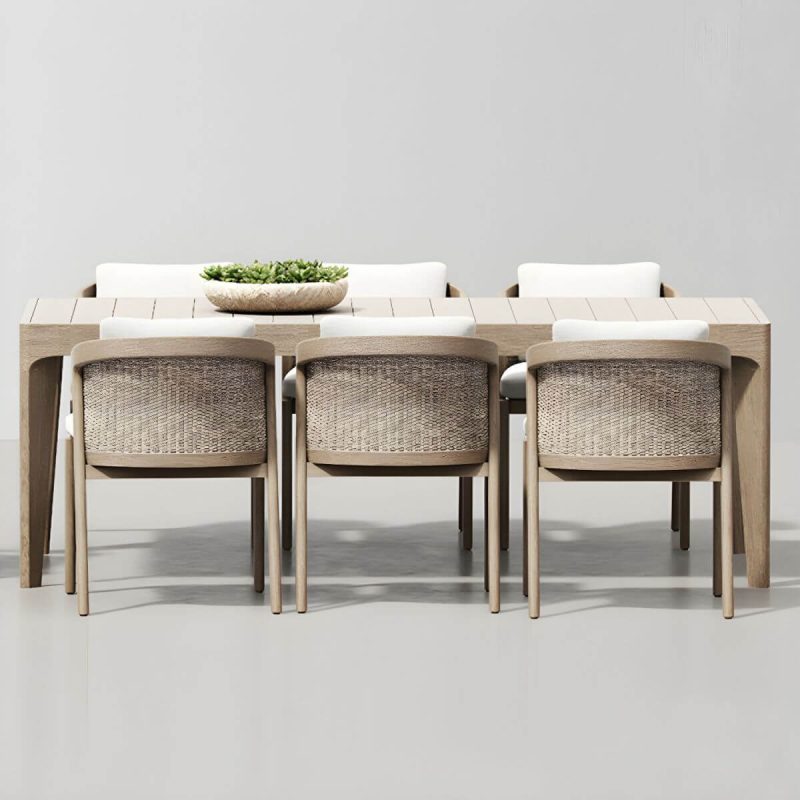 "Rectangle Patio Dining Sets 1/2/5/7 Pieces Solid Wood Dining Table Set - Table & Chair(s) Brown 94.5"L x 39.4"W x 29.5"H 6"