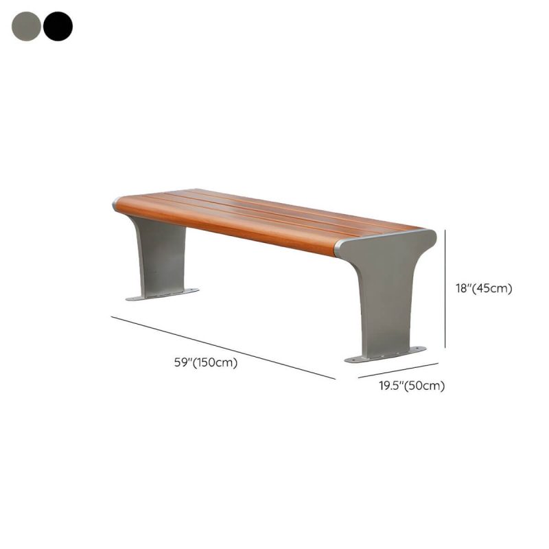 "Dimension of Modern Metal Park Bench with Mildew Resistant Steel Seating, Brown Color, and Long Seat Length - Black 150 x 50 x 43 cm"