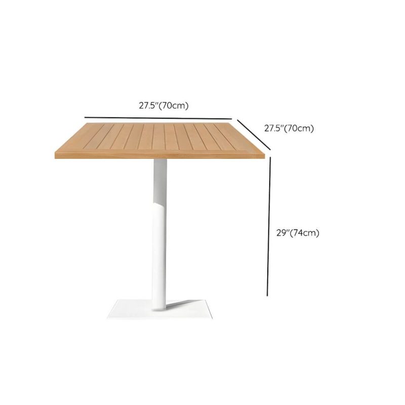 "Dimension of Teak Wood Modern Patio Dining Table with Umbrella Hole - Waterproof and UV Resistant - Table Only 27.6"L x 27.6"W x 29.1"H Square"