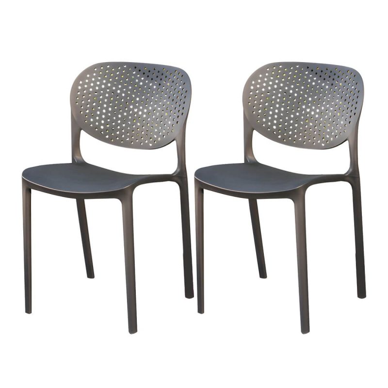 "Stacking Dining Armchair Contemporary Plastic Patio Arm Chair - 16"L x 17"W x 31"H 2 Piece Set"