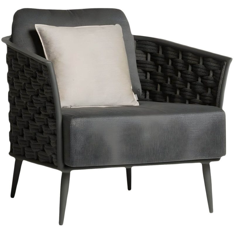 "Modern Metal Frame Outdoor Sofa UV Resistant Patio Sofa with Cushion - 1-Seater Sofa"