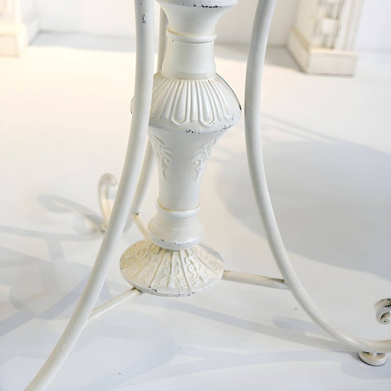 "White Patio Table Metal Contemporary Style Water Resistant in Round Shape - Table Only 23.6"L x 23.6"W x 28.7"H"