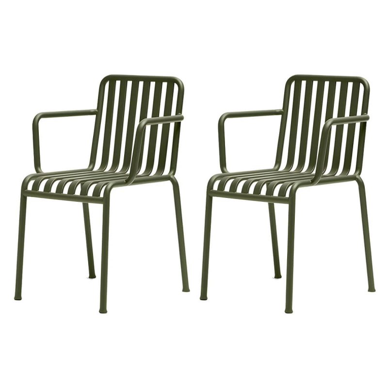 "Modern Metal Outdoor Bistro Chairs Open Back Dining Chairs in Green - 22"L x 20"W x 31"H 2 Piece Set"