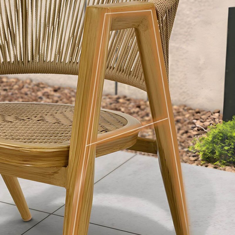 "Mid-Century Modern Metal Patio Dining Set with Non-Upholstered Wicker Chairs - Table & 4 Chairs 63"L x 39"W x 28"H Natural"