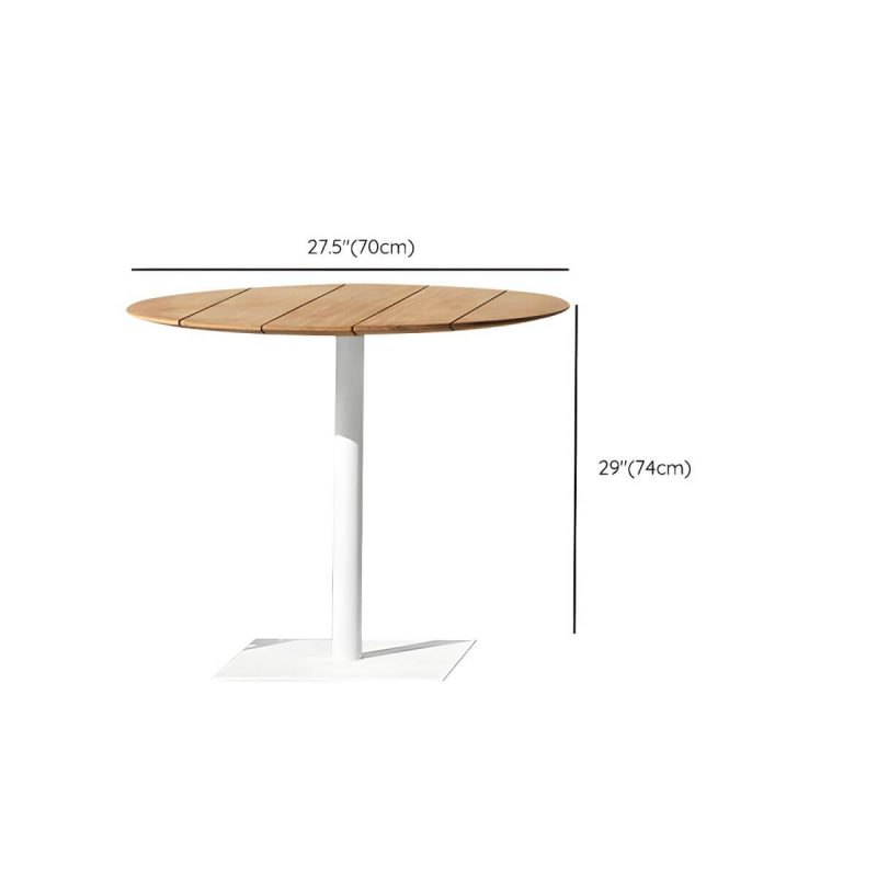 "Dimension of Teak Wood Modern Patio Dining Table with Umbrella Hole - Waterproof and UV Resistant - Table Only 27.6"L x 27.6"W x 29.1"H Round"