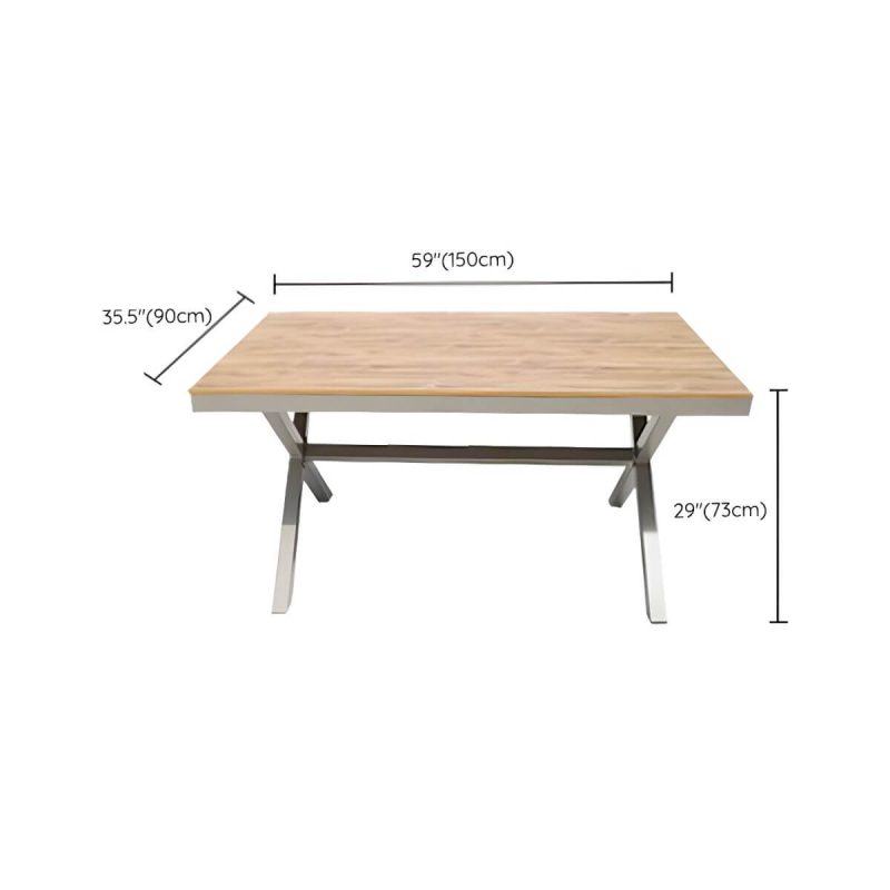 "Dimension of Weatherproof Outdoor Aluminum Dining Set with Stackable Chairs and Modern Design - Table & Chair(s) 59"L x 35"W x 29"H 4"