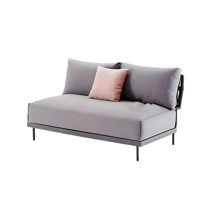 "Water Resistant Modern Upholstered Patio Metal Sofa with Cushions and Pillows - Armless Loveseat"