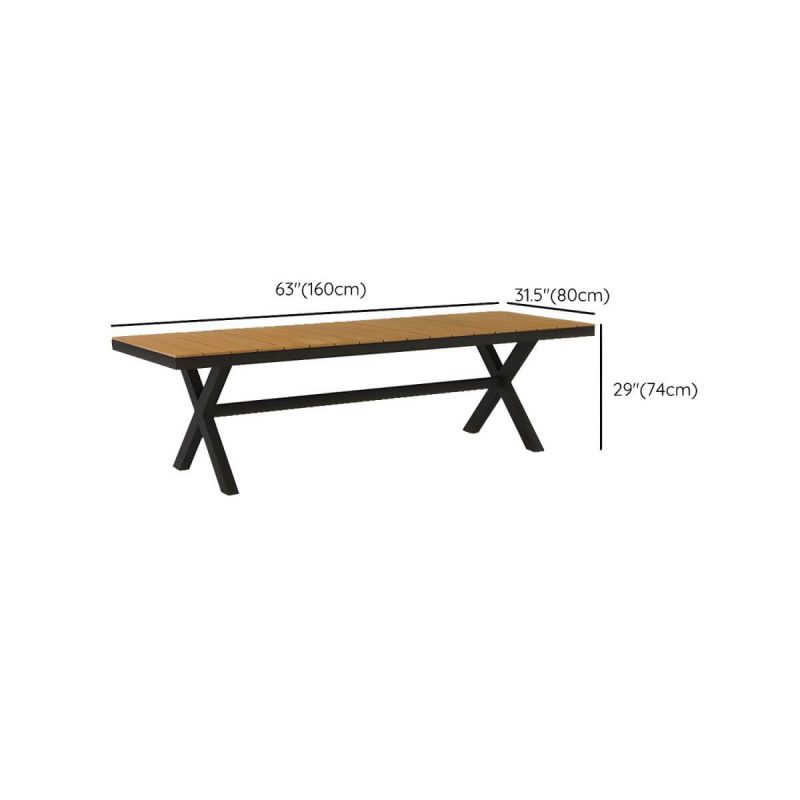"Dimension of Modern Artificial Wood Courtyard Table Geometric Outdoor Table - Table Only 63"L x 31"W x 29"H Rectangular"