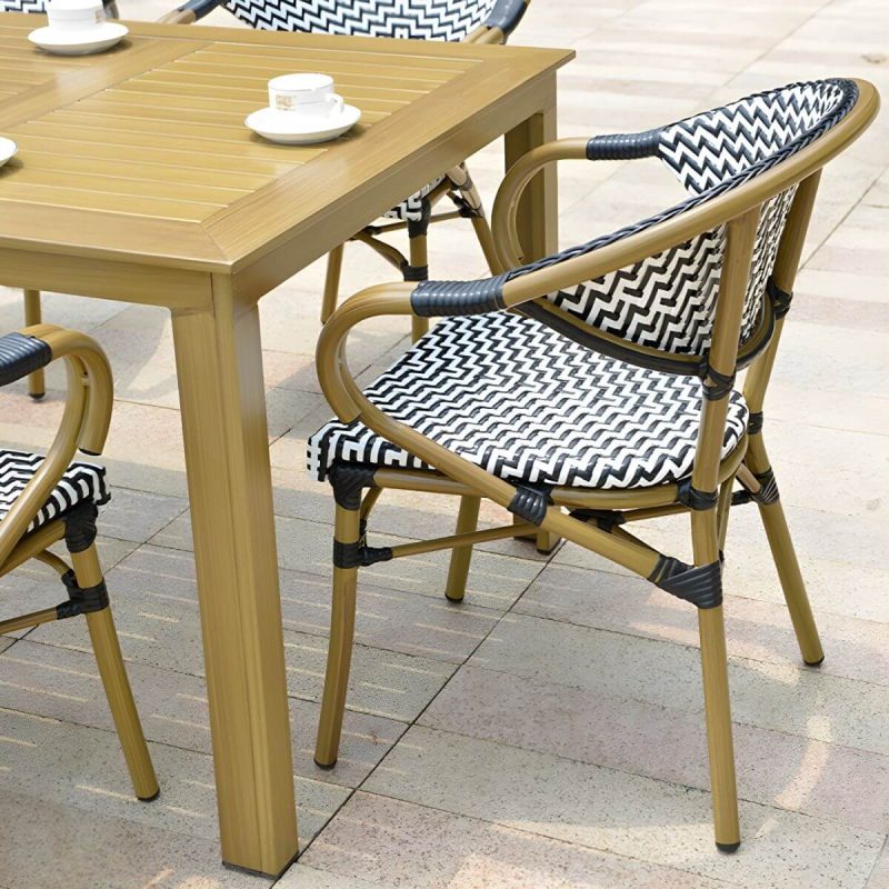 "Contemporary Aluminium Dining Table Set with Armless Chair for Courtyard - Table & Chair(s) 47"L x 31"W x 28"H 4"