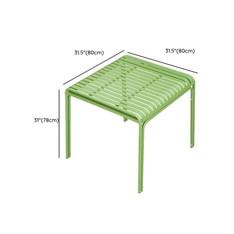 "Dimension of Contemporary Dining Table Set with Green Metal Top for Courtyard - Table & Chair(s) 31.5"L x 31.5"W x 31"H 4"