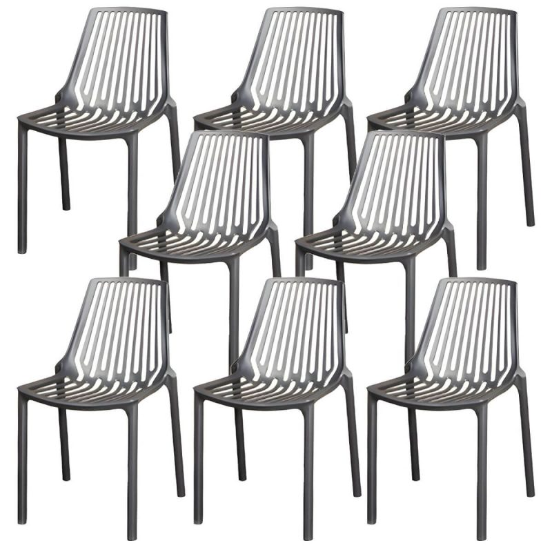 "Stacking Dining Armchair Contemporary Plastic Patio Arm Chair - 16"L x 19"W x 30"H 8 Piece Set"