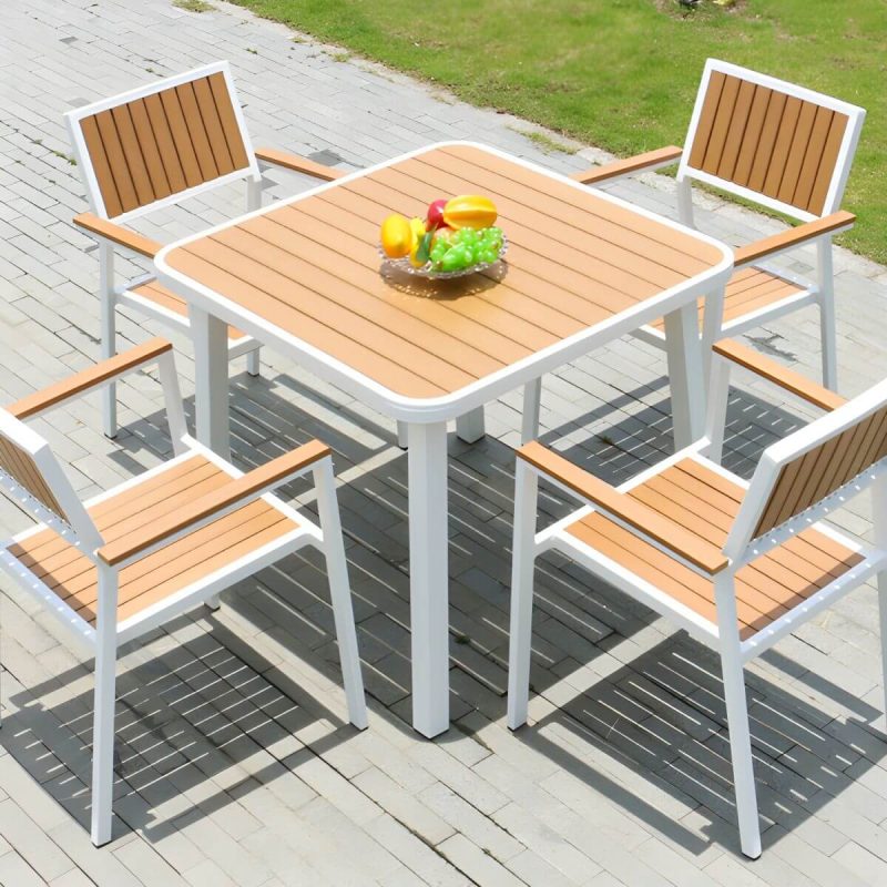 "Contemporary White Dining Table Set with Chairs for Courtyard - Table & Chair(s) 31.5"L x 31.5"W x 29.5"H 4"