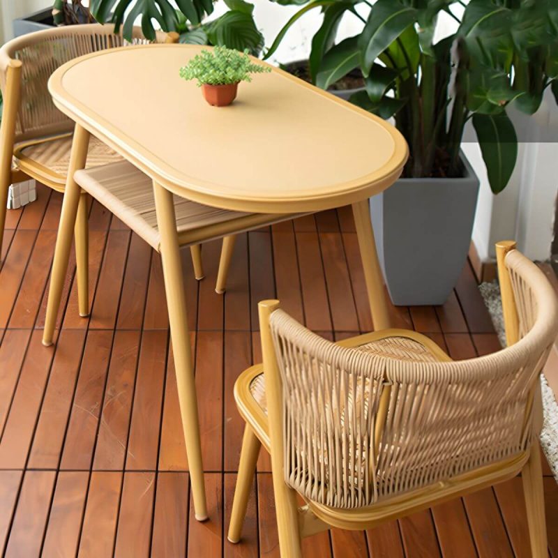 "Contemporary Wood Dining Table Set with 4 Legs Chairs for Courtyard - Table & Chair(s) 41"L x 22"W x 30"H 2 Wood Color"