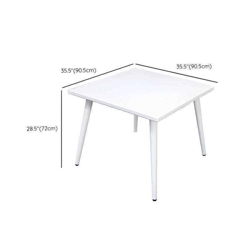 "Dimension of Contemporary White Metal Dining Table Furniture Set with Chairs for Courtyard - Table & Chair(s) 36"L x 36"W x 28"H 4"
