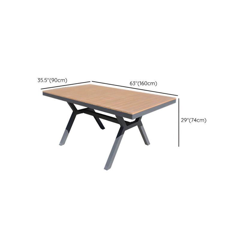 "Dimension of Contemporary Aluminum Frame Patio Table Water and UV Resistant Patio Table - 63"L x 35.5"W x 29.1"H Rectangular Table Only"