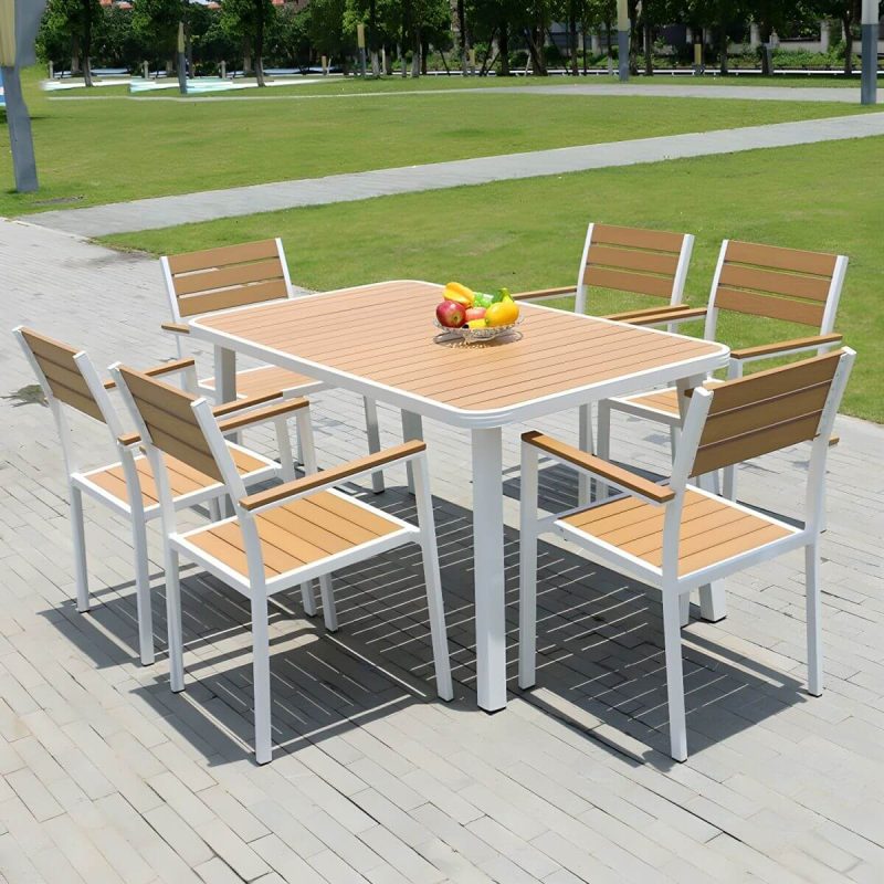 "Contemporary White Dining Table Set with Chairs for Courtyard - Table & Chair(s) 33.5"L x 33.5"W x 29.5"H 4"