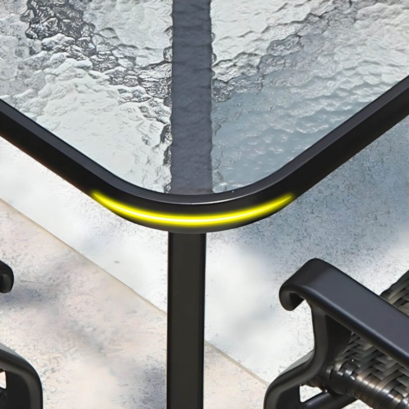 "Contemporary Glass Dining Table Set with Black Woven Chairs for Courtyard - Table & Chair(s) 31.5"L x 31.5"W x 28.3"H 4 Clear"